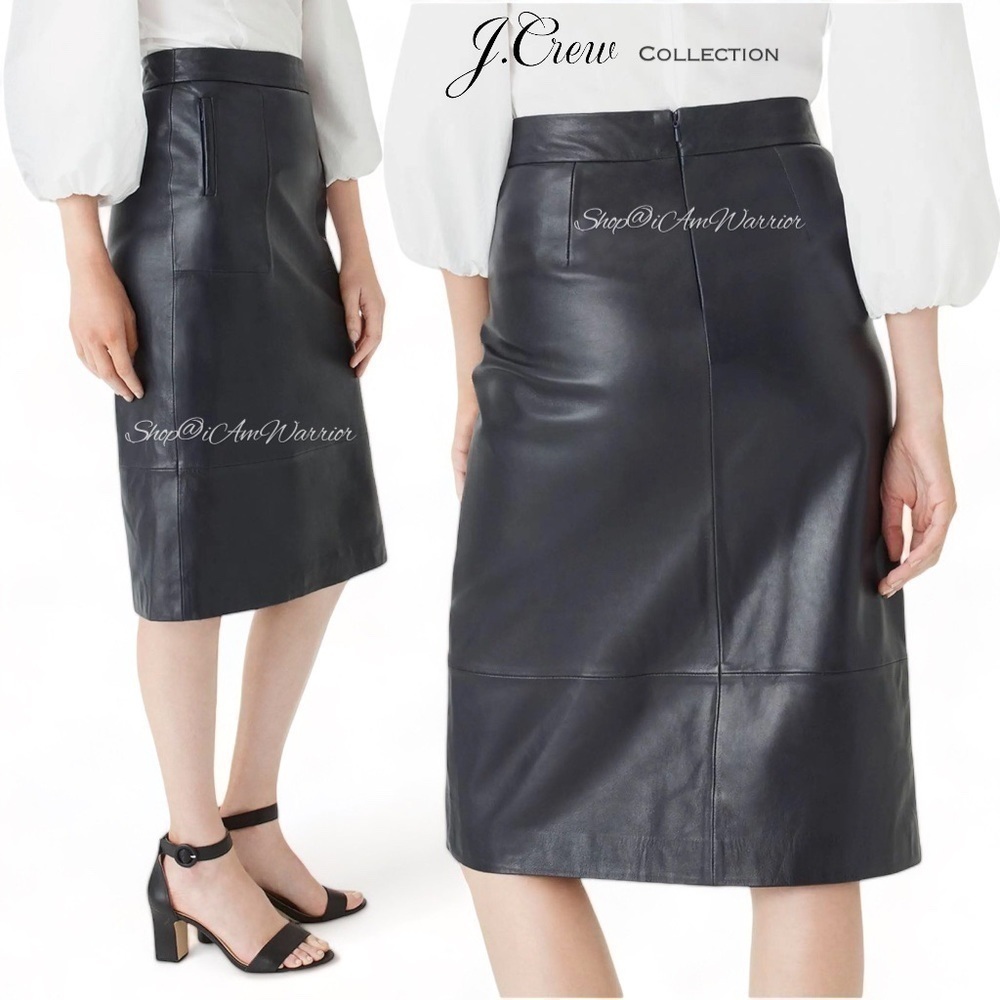 J.Crew Collection NWT genuine leather a-line midi-skirt *shop@iamwarrior - Picture 3 of 13